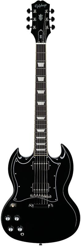 open zoom image for Epiphone Inspired by Gibson SG Standard Electric Guitar, Left-Handed (with Gig Bag), Ebony, Full Straight Front