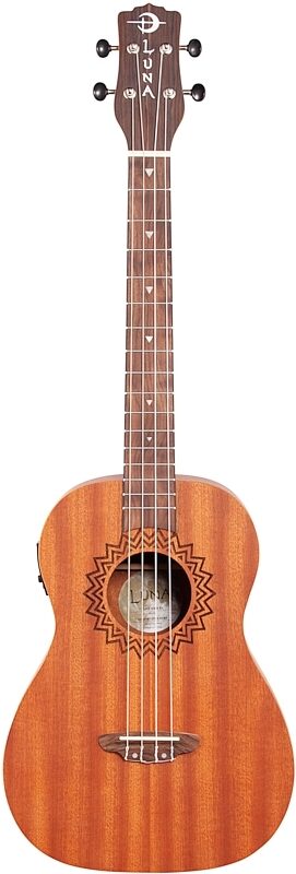 open zoom image for Luna Vintage Mahogany Baritone Acoustic-Electric Ukulele, New, Full Straight Front