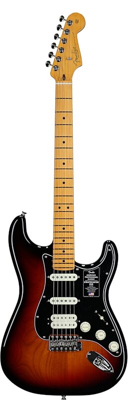 open zoom image for Fender American Professional Classic Stratocaster HSS Electric Guitar, Maple Fingerboard (with Gig Bag), 3-Color Sunburst, Full Straight Front