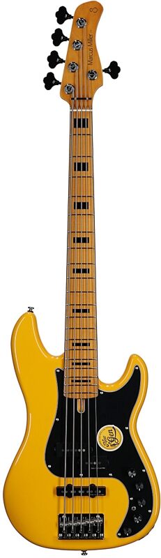 open zoom image for Sire Marcus Miller P7 New Gen Electric Bass, 5-String, Sunshine Yellow, Hard Maple Fretboard, Full Straight Front