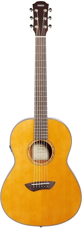 open zoom image for Yamaha CSF-TA TransAcoustic Parlor Acoustic Guitar, Vintage Natural, Open Box (Very Good), Full Straight Front