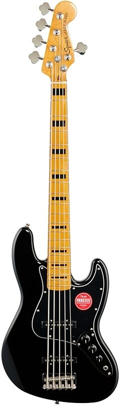 open zoom image for Squier Classic Vibe '70s Jazz V Electric Bass, 5-String, Maple Fingerboard, Black, Full Straight Front