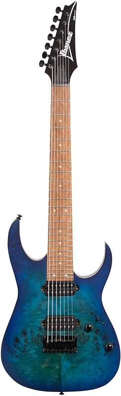 open zoom image for Ibanez RG7421PB Electric Guitar, 7-String, Sapphire Blue Flat, Full Straight Front