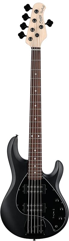 open zoom image for Sterling by Music Man Ray5HH Electric Bass, 5-String, Stealth Black, Jatoba Fretboard, Full Straight Front