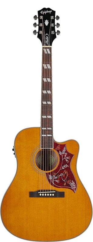 open zoom image for Epiphone Hummingbird Studio EC Acoustic-Electric Guitar (with Gig Bag), Natural, Full Straight Front