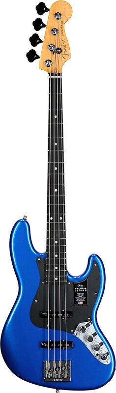 open zoom image for Fender American Ultra II Jazz Electric Bass, with Ebony Fingerboard (with Case), Noble Blue, Full Straight Front
