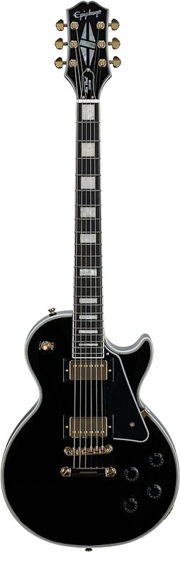 open zoom image for Epiphone Inspired by Gibson Les Paul Custom Electric Guitar, (with Gig Bag), Ebony, Full Straight Front