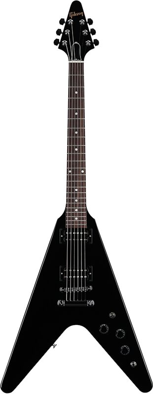 open zoom image for Gibson 80s Flying V Electric Guitar (with Case), Ebony, Full Straight Front