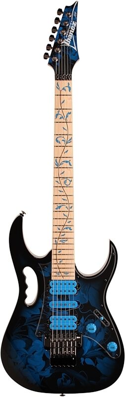 open zoom image for Ibanez JEM77P Electric Guitar (with Gig Bag), Blue Floral Pattern, Full Straight Front