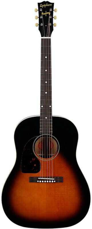 open zoom image for Epiphone Inspired by Gibson Custom 1942 Banner J-45 Acoustic-Electric Guitar, Left-Handed (with Case), Vintage Sunburst, Full Straight Front
