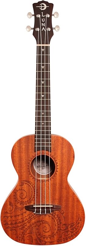 open zoom image for Luna Tattoo Tenor Mahogany Ukulele (with Gig Bag), New, Full Straight Front