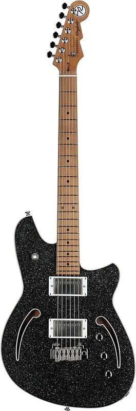 open zoom image for Reverend Kingbolt Air HH Semi-Hollowbody Electric Guitar, Black Sparkle, Full Straight Front