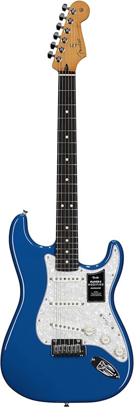 open zoom image for Fender Player II Modified Stratocaster Electric Guitar, Rosewood Fingerboard (with Gig Bag), Electric Blue, Full Straight Front
