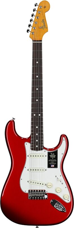 open zoom image for Fender American Vintage II 1965 Stratocaster Electric Guitar, Rosewood (with Case), Candy Apple Red, Full Straight Front