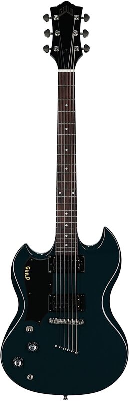open zoom image for Guild Polara Electric Guitar, Left-Handed, Blue Steel, Full Straight Front