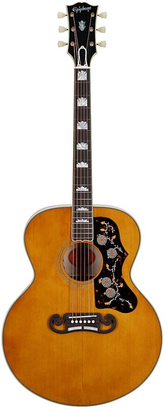 open zoom image for Epiphone Inspired by Gibson Custom 1957 SJ-200 Reissue Acoustic-Electric Guitar (with Case), Antique Natural, Full Straight Front
