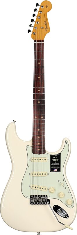 open zoom image for Fender American Vintage II 1961 Stratocaster Electric Guitar, Rosewood Fingerboard (with Case), Olympic White, Full Straight Front