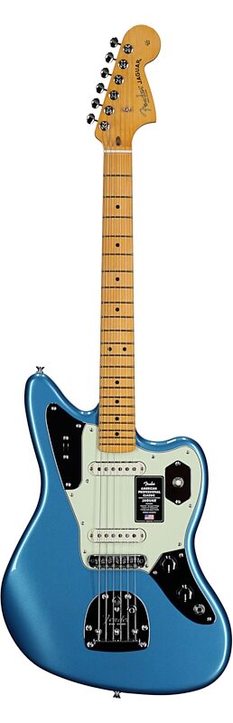open zoom image for Fender American Professional Classic Jaguar Electric Guitar, Maple Fingerboard (with Gig Bag), Lake Placid Blue, Full Straight Front