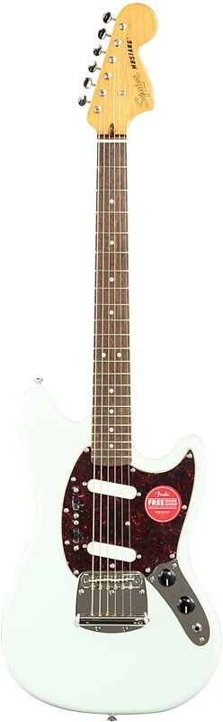 open zoom image for Squier Classic Vibe '60s Mustang Electric Guitar, Sonic Blue, Full Straight Front