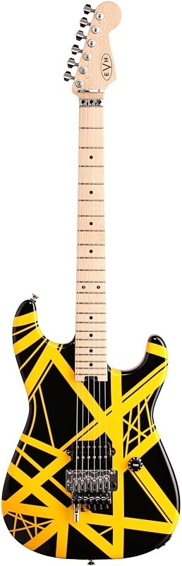 open zoom image for EVH Eddie Van Halen Striped Series Electric Guitar, Black and Yellow, Full Straight Front