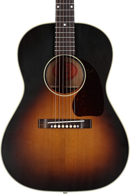 open zoom image for Gibson Custom 1942 Banner LG-2 VOS Acoustic Guitar (with Case), Vintage Sunburst, Serial Number 22892035, Body Straight Front