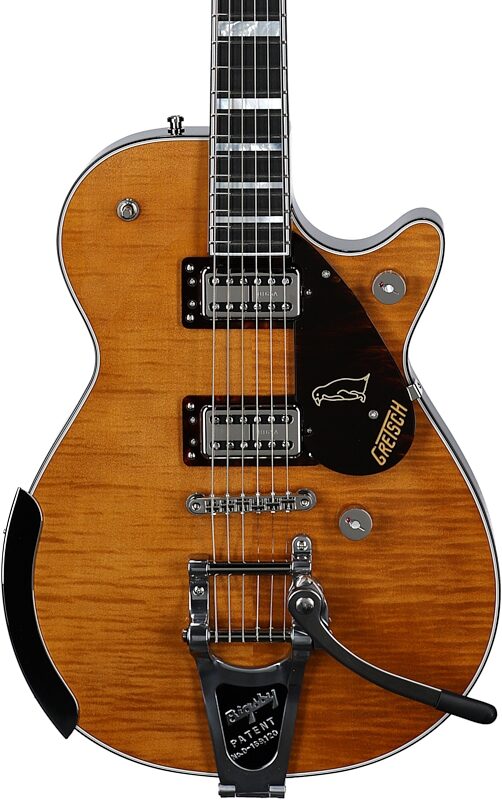 open zoom image for Gretsch G6134TFM-NH Nigel Hendroff Signature Penguin Electric Guitar (with Case), Penguin Amber, Serial Number JT23114426, Body Straight Front