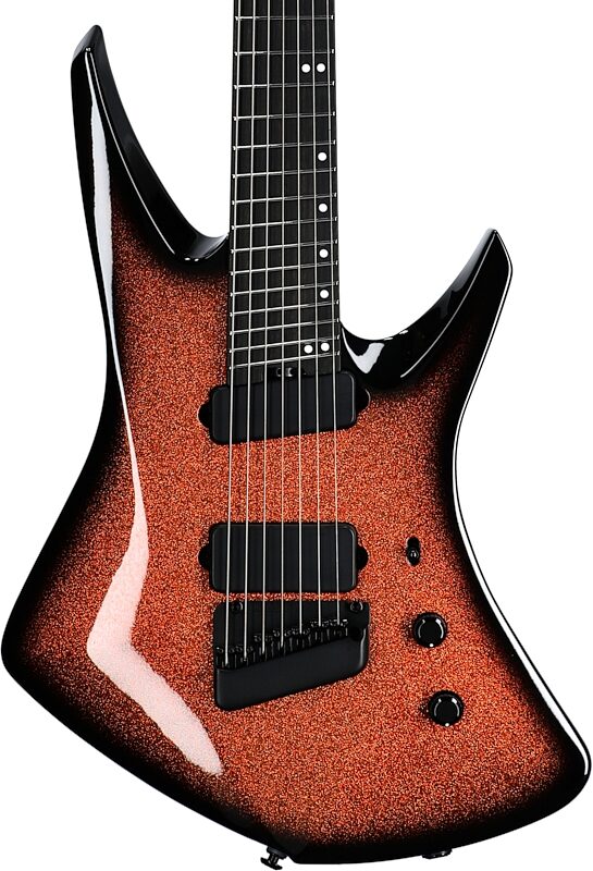 open zoom image for Ernie Ball Music Man Kaizen 7 Electric Guitar (with Case), Ember Burst, Ebony Fretboard, Serial Number S10101, Body Straight Front