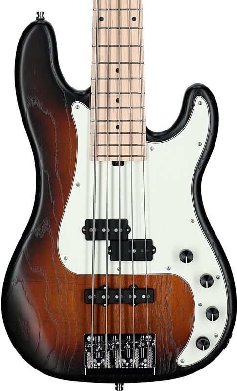 open zoom image for Sadowsky MetroLine 21-Fret Hybrid P/J Bass, 5-String (with Gig Bag), Almond Sunburst, Serial Number SML E 002951-23, Body Straight Front