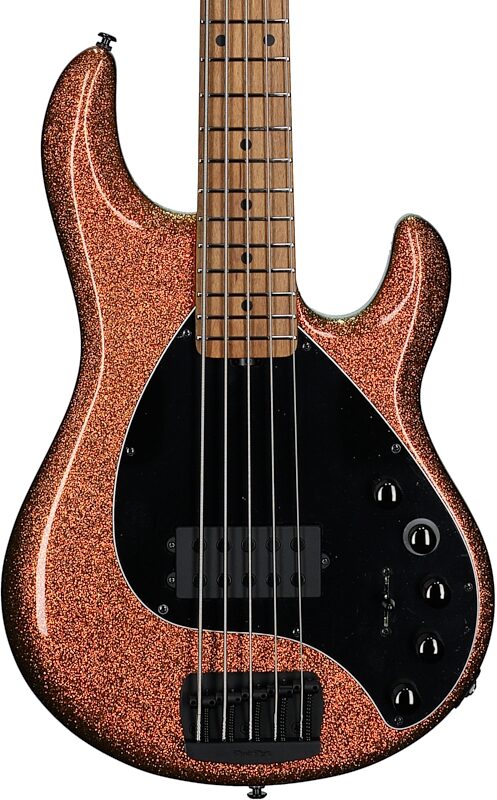 open zoom image for Ernie Ball Music Man DarkRay 5 Electric Bass Guitar (with Softshell Case), Gold Bar, Roasted Maple Fretboard, Serial Number S11876, Body Straight Front