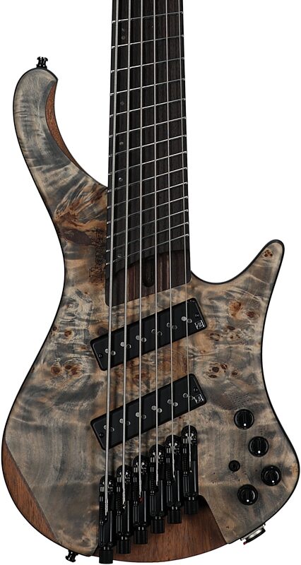 open zoom image for Ibanez EHB1506MS Bass Guitar, 6-String (with Gig Bag), Flat Black Ice, Serial Number 211P02I230711414, Body Straight Front