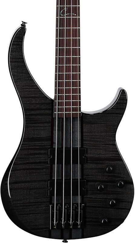 open zoom image for Peavey Cirrus 4 Flame Maple Electric Bass (with Case), Transparent Black, Serial Number 0ARCFB1000047, Body Straight Front