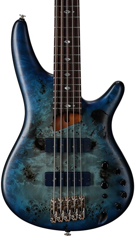 open zoom image for Ibanez SR6605 Prestige Electric Bass, 5-String (with Case), Ghost Fleet Blue, Serial Number 210001F2503154, Body Straight Front