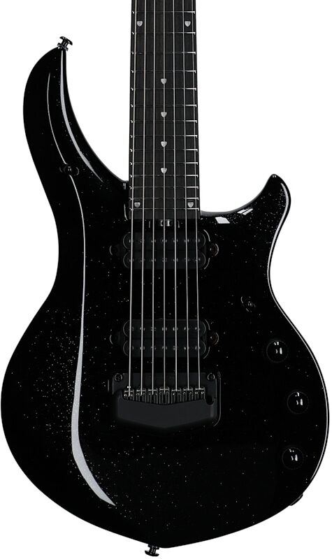 open zoom image for Ernie Ball Music Man Majesty 7 Electric Guitar, 7-String (with Mono Gig Bag), Black Frosting, Serial Number M019945, Body Straight Front