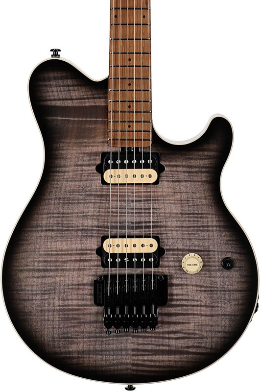 open zoom image for Ernie Ball Music Man Axis Electric Guitar (with Mono Gig Bag), Charcoal Cloud Flame, Serial Number H09819, Body Straight Front