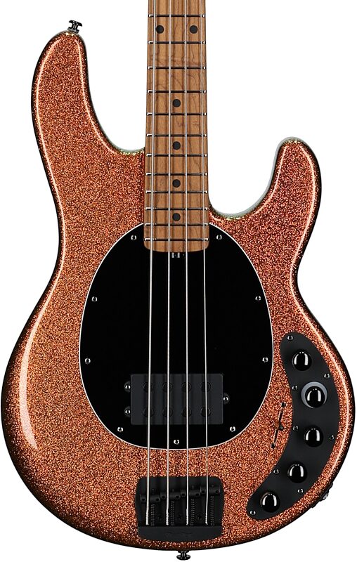 open zoom image for Ernie Ball Music Man DarkRay Electric Bass (with Mono Soft Case), Gold Bar, Roasted Maple Fretboard, Serial Number S12776, Body Straight Front