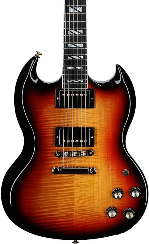 open zoom image for Gibson SG Supreme Electric Guitar (with Case), Fireburst, Serial Number 218850201, Body Straight Front