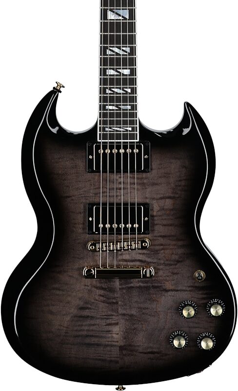 open zoom image for Gibson SG Supreme Electric Guitar (with Case), Ebony Burst, Serial Number 223150101, Body Straight Front