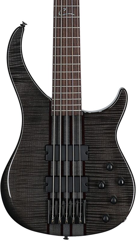 open zoom image for Peavey Cirrus 5 Flame Maple Electric Bass, 5-String (with Case), Transparent Black, Serial Number 0ARCFD2200099, Body Straight Front