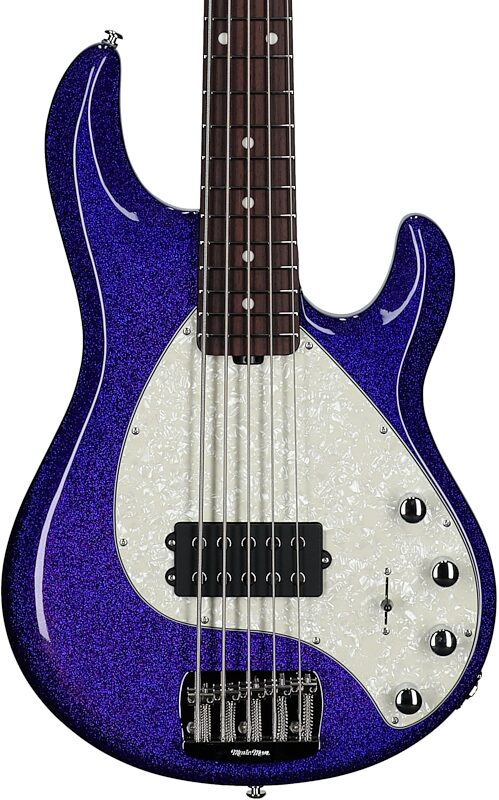 open zoom image for Ernie Ball Music Man StingRay 5 Special Electric Bass, 5-String (with Case), Violet Sparkle Burst, Rosewood Fretboard, Serial Number K11452, Body Straight Front
