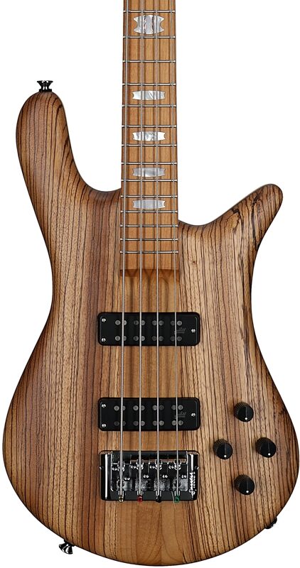 open zoom image for Spector Euro 4 RST Electric Bass (with Gig Bag), Zebrawood, Serial Number 211NB23742, Body Straight Front