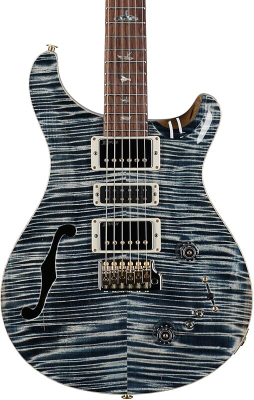 open zoom image for PRS Paul Reed Smith 40th Anniversary Limited Edition Semi-Hollow Electric Guitar (with Case), Faded Whale Blue, Serial Number 0420917, Body Straight Front