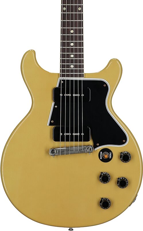 open zoom image for Gibson Custom 1960 Les Paul Special Double Cut Electric Guitar (with Case), TV Yellow, Serial Number 06041, Body Straight Front