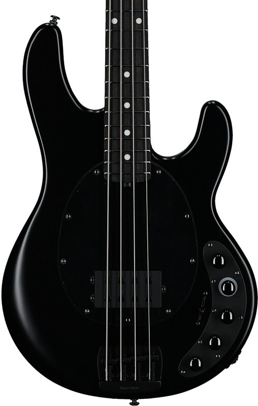 open zoom image for Ernie Ball Music Man DarkRay Bass Guitar (with Gig Bag), Stealth Black, Serial Number S13935, Body Straight Front