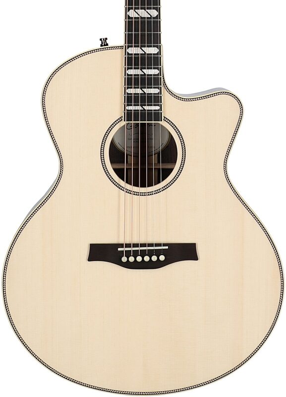 open zoom image for Godin Connaisseur Mini-Jumbo Acoustic-Electric Guitar, Rosewood Back/Sides (with Case), Natural, Serial Number 053926000040, Body Straight Front