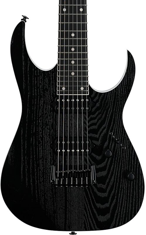open zoom image for Ibanez RGR762AHBF Prestige Electric Guitar, 7-String (with Case), Weathered Black, Body Straight Front