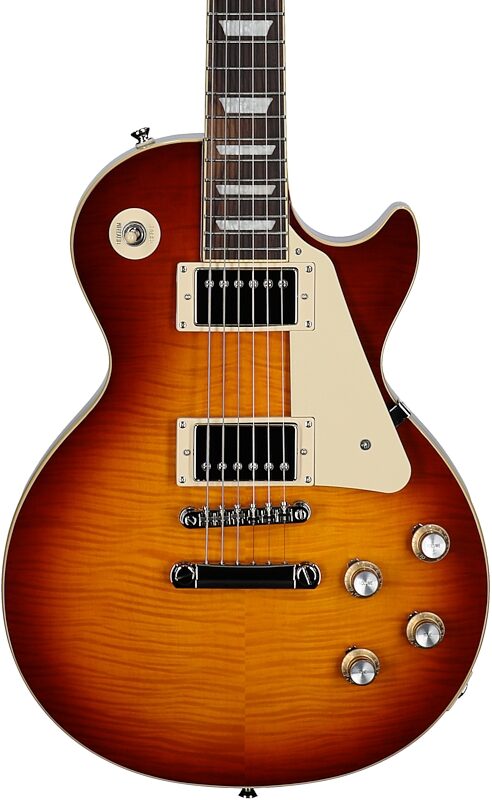 open zoom image for Epiphone Inspired by Gibson Les Paul Standard '60s Electric Guitar (with Gig Bag), Figured Iced Tea Burst, with Figured Maple Top, Body Straight Front