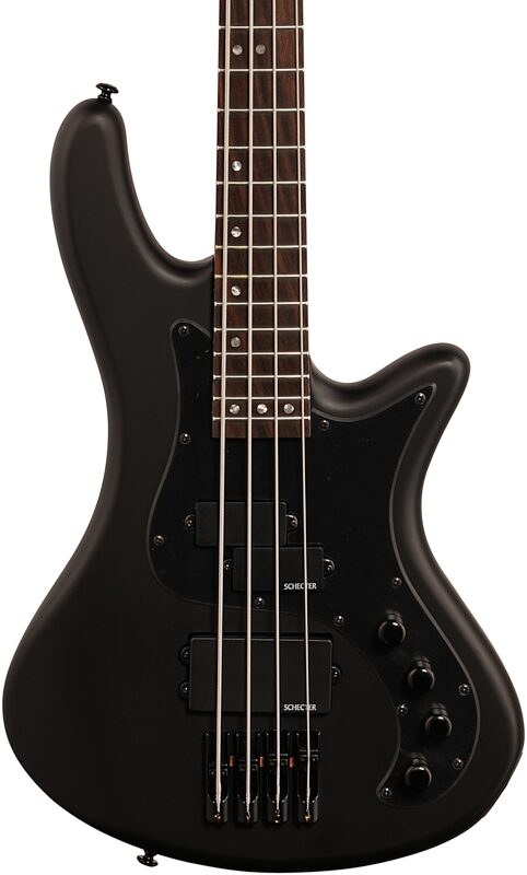 open zoom image for Schecter Stiletto Stealth-4 Electric Bass, Satin Black, Body Straight Front