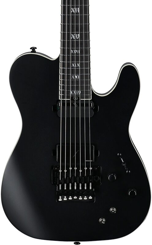 open zoom image for Schecter PT-7 FR-S SLS Elite Evil Twin Electric Guitar, 7-String, Satin Black, Body Straight Front