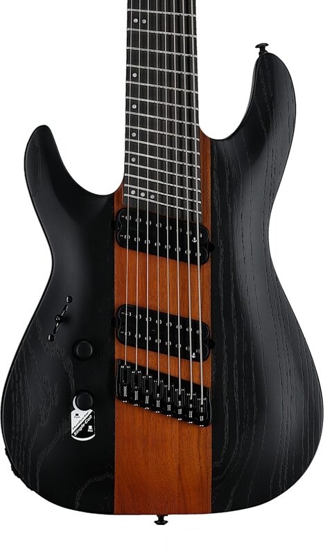 open zoom image for Schecter Rob Scallon C-8 Multi-Scale Electric Guitar, Left Handed, Satin Dark Roast, Body Straight Front