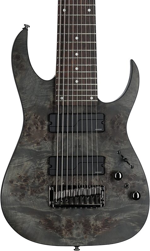 open zoom image for Ibanez RG9PB Electric Guitar, 9-String, Transparent Gray Flat, Body Straight Front